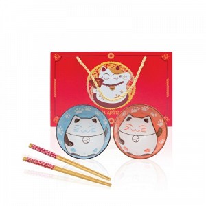 Fortune Cat Bowl Set