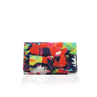 Summer Floral Printed Ribbon Clutch
