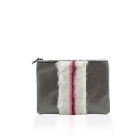 Miranda Leatherette Fur Clutch